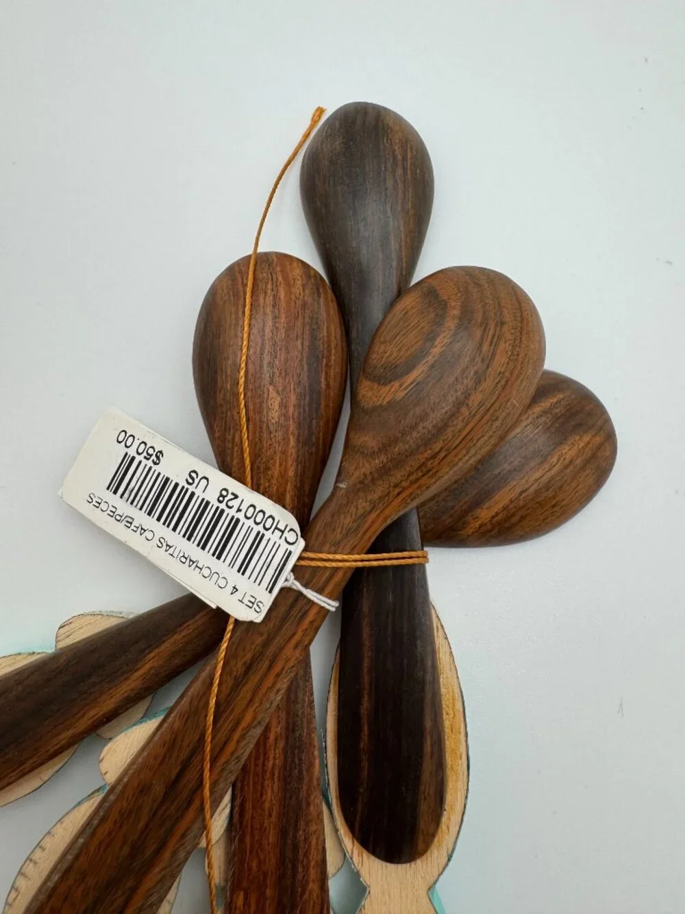 Jenny Polanco Handmade Wood Fish Espresso Spoons Set 4 Dominican NWT